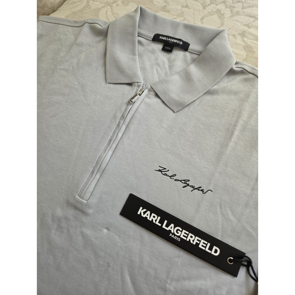 Karl Lagerfeld Men's Signature 100% Cotton Q-Zip Polo Shirt Size Small NEW! $119